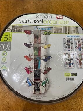 As Seen On TV Smart Carousel Organizer 5 Shelves & 40 Pockets NIP